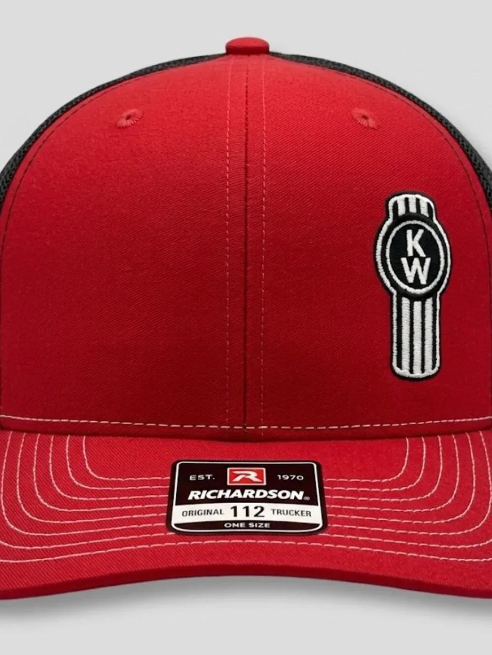 Kenworth Semi Truck Offset Embroidered Red Black Richardson 112 Hat Cap New 80s